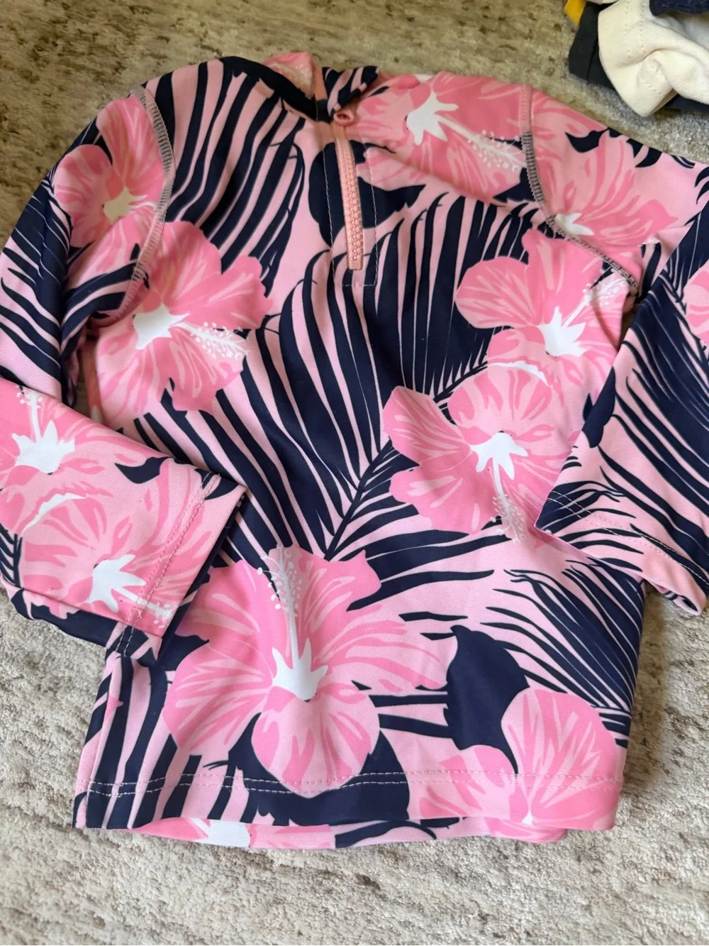 6-12 months - Shade Critters Pink & Navy Floral Long-Sleeve Two Piece Swimsuit